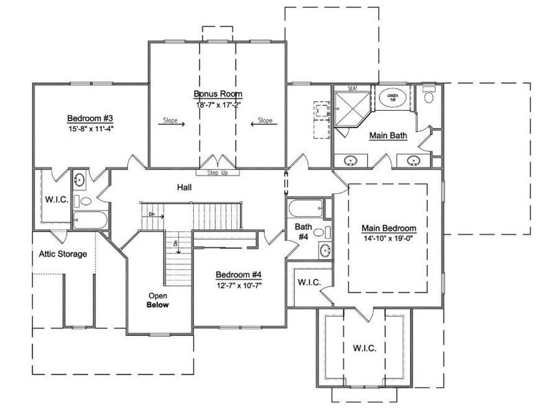 2D floor plan layout for the Greenwood by Niblock Homes in Cordera, Concord, NC (Image 4).