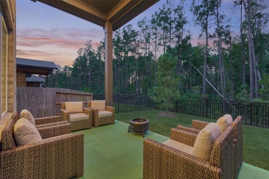 Exterior details and patio area of a home in Woodforest 50′, Montgomery (Image 23).