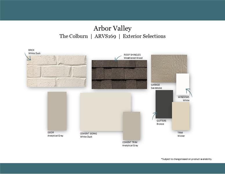 Sample of building materials used in homes in Arbor Valley, Spring Hill (Image 47). Sample of building materials used in homes in Arbor Valley, Spring Hill (Image 47).