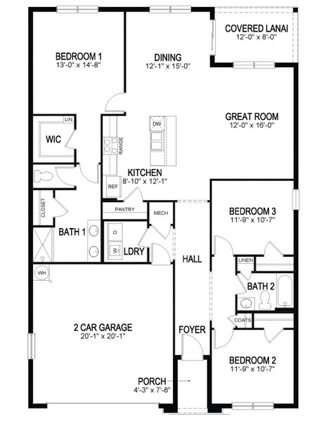 2D floor plan layout for the Aria by D.R. Horton in Ridge at Heath Brook, Ocala, FL (Image 4). 2D floor plan layout for the Aria by D.R. Horton in Ridge at Heath Brook, Ocala, FL (Image 4).