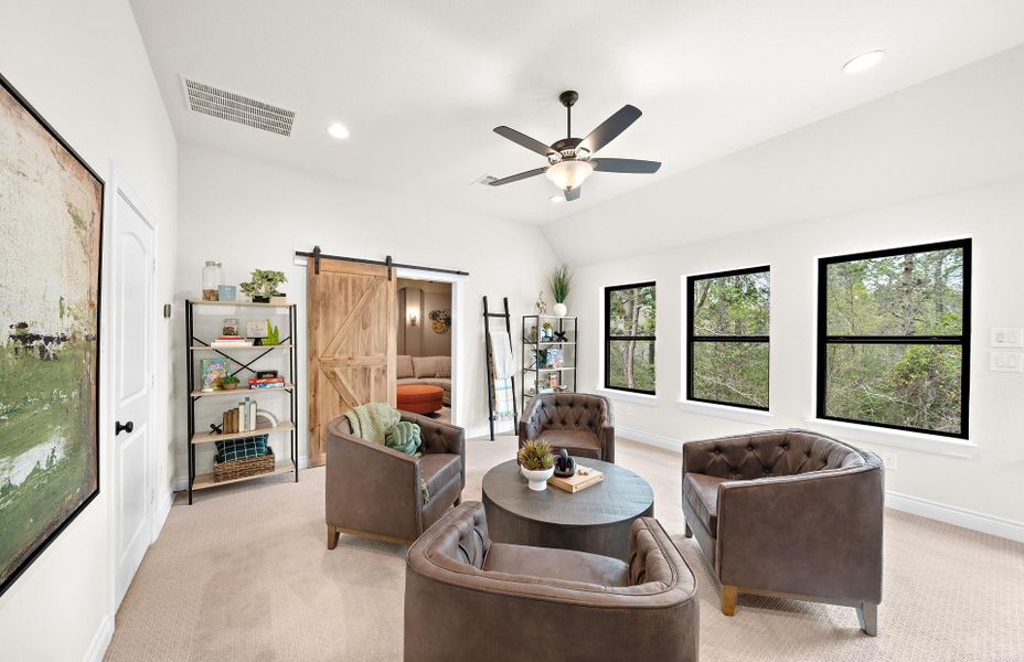 Furnished interior view inside a new home in Bridgeland 60′, Cypress (Image 9).