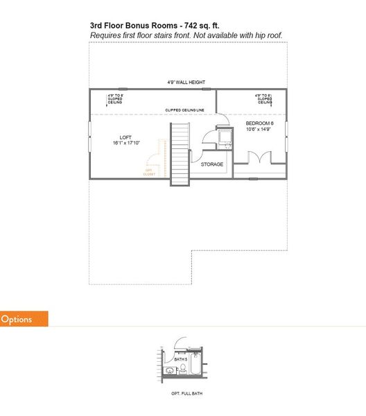 2D floor plan layout for the Riley by True Homes in Westbrook Falls, Colfax, NC (Image 6).