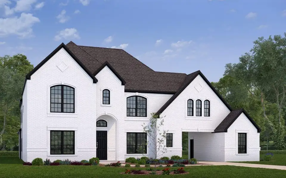 Front exterior of a new home in Jubilee 55' Lots, Hockley, TX, highlighting curb appeal (Image 1). Front exterior of a new home in Jubilee 55' Lots, Hockley, TX, highlighting curb appeal (Image 1).