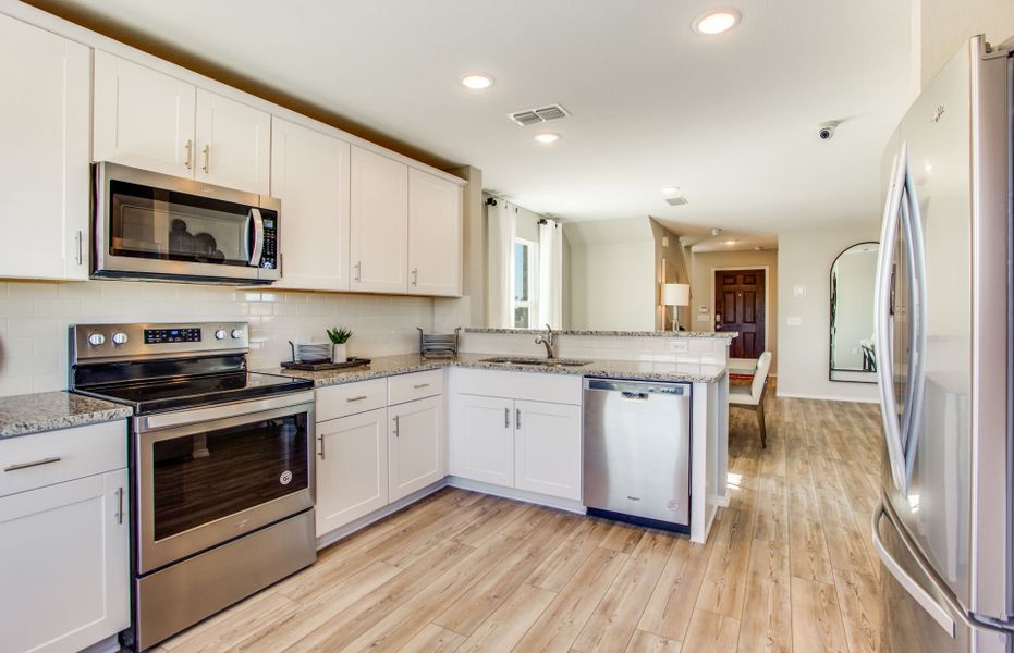 Abundant cabinet space in kitchen