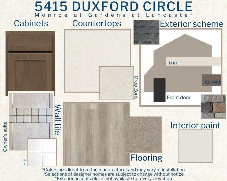 Monroe - Colors for this home Monroe - Colors for this home