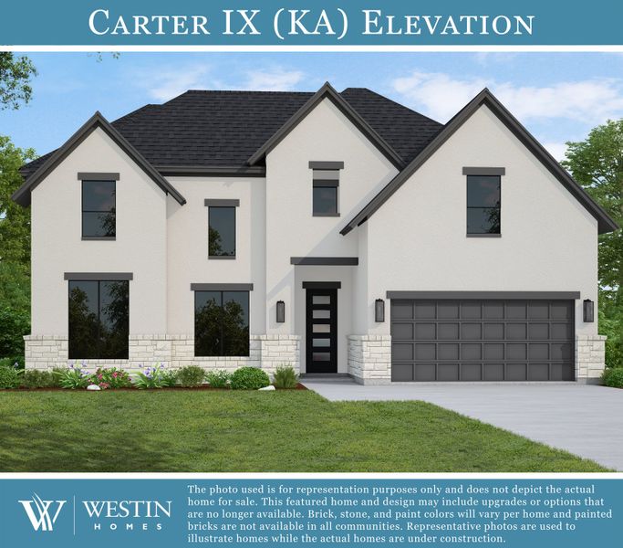 Representative exterior photo of a completed home built from the The Carter IX by Westin Homes in Nolina - 60', Georgetown, TX (Image 13). Representative exterior photo of a completed home built from the The Carter IX by Westin Homes in Nolina - 60', Georgetown, TX (Image 13).