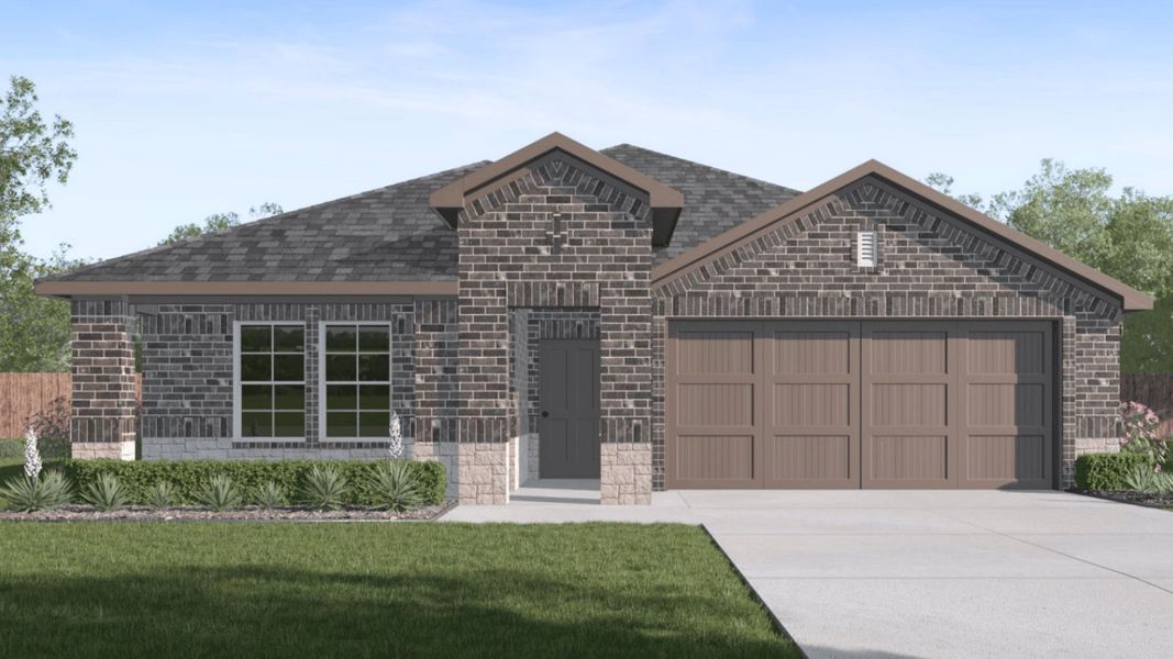 Front exterior of a new home in Everest Heights, Lubbock, TX, highlighting curb appeal (Image 2). Front exterior of a new home in Everest Heights, Lubbock, TX, highlighting curb appeal (Image 2).