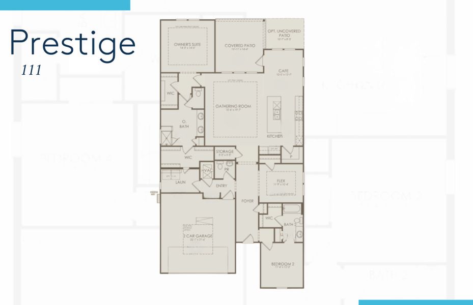 2D floor plan layout of this home in Del Webb Wilmington at Mallory Creek, Leland, NC (Image 5).