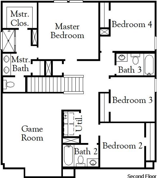 2D floor plan layout of this home in Arabella on the Prairie, Richmond, TX (Image 3).