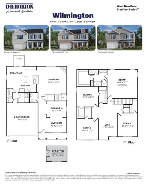 2D floor plan layout for the Wilmington by D.R. Horton in West New Bern, New Bern, NC (Image 3). 2D floor plan layout for the Wilmington by D.R. Horton in West New Bern, New Bern, NC (Image 3).