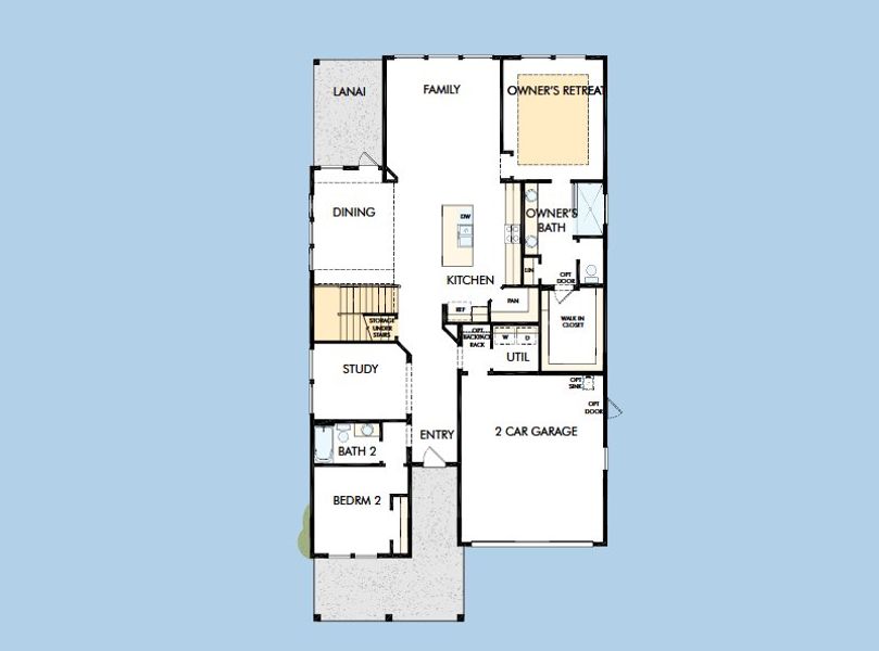 2D floor plan layout for the The Saw Mill by David Weekley Homes in Mariposa at EverRange, Jacksonville, FL (Image 5).