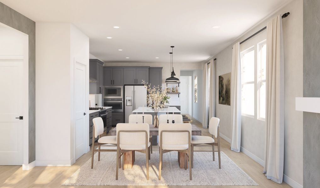 Cozy dining area and great room with gorgeous floors