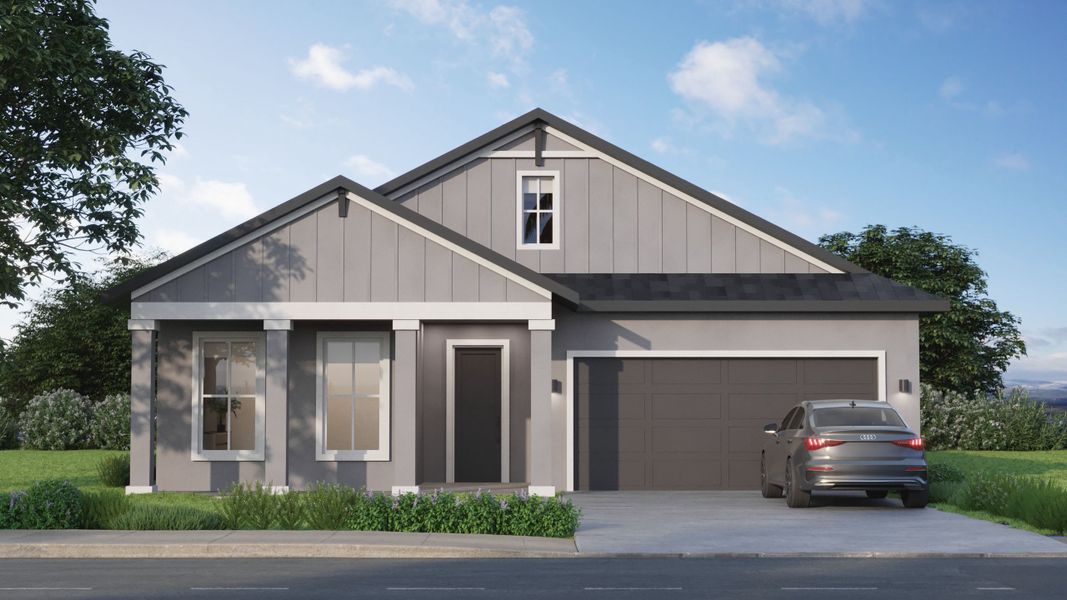 Representative exterior photo of a completed home built from the Sabino by Estela Living in Juliette Falls, Ocala, FL (Image 9). Representative exterior photo of a completed home built from the Sabino by Estela Living in Juliette Falls, Ocala, FL (Image 9).