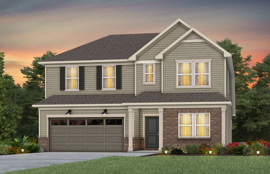 Representative exterior photo of a completed home built from the Kirby by Pulte Homes in Michaux Gardens, Belmont, NC (Image 27). Representative exterior photo of a completed home built from the Kirby by Pulte Homes in Michaux Gardens, Belmont, NC (Image 27).