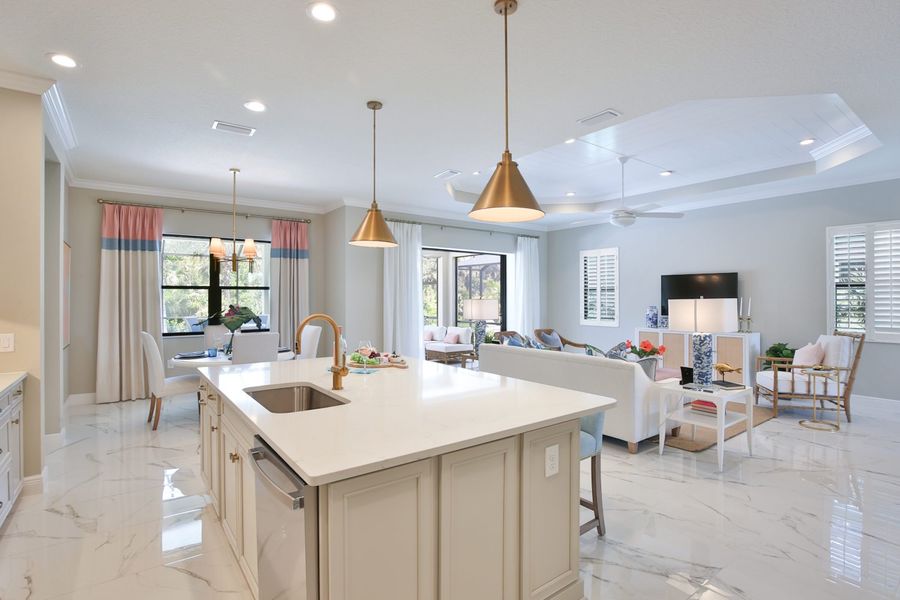 Furnished interior view inside a new home in Boca Royale Golf & Country Club at Wellen Park, Englewood (Image 12).