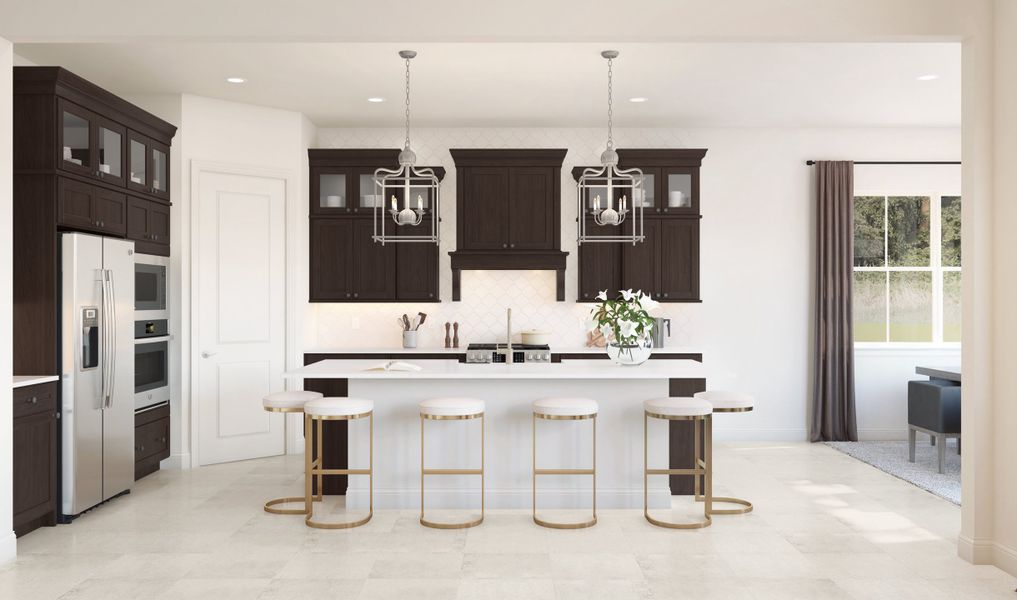 Kitchen with pendant lighting