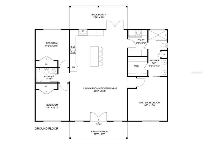 2D floor plan layout of this home in , Raiford, FL (Image 4).