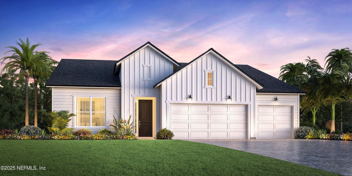 Front exterior of a new home in , St. Johns, FL, highlighting curb appeal (Image 1).