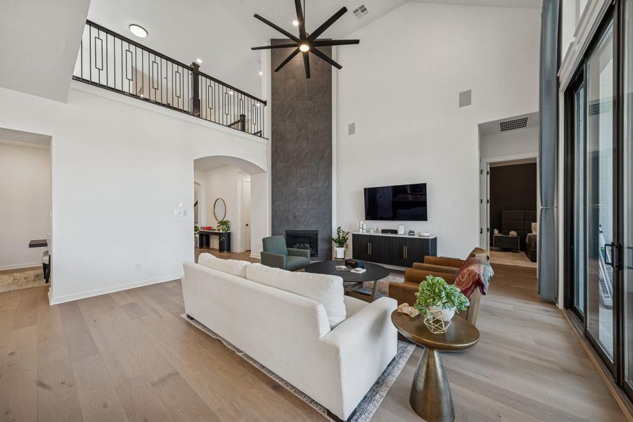 Note the game room loft area that overlooks the living room.