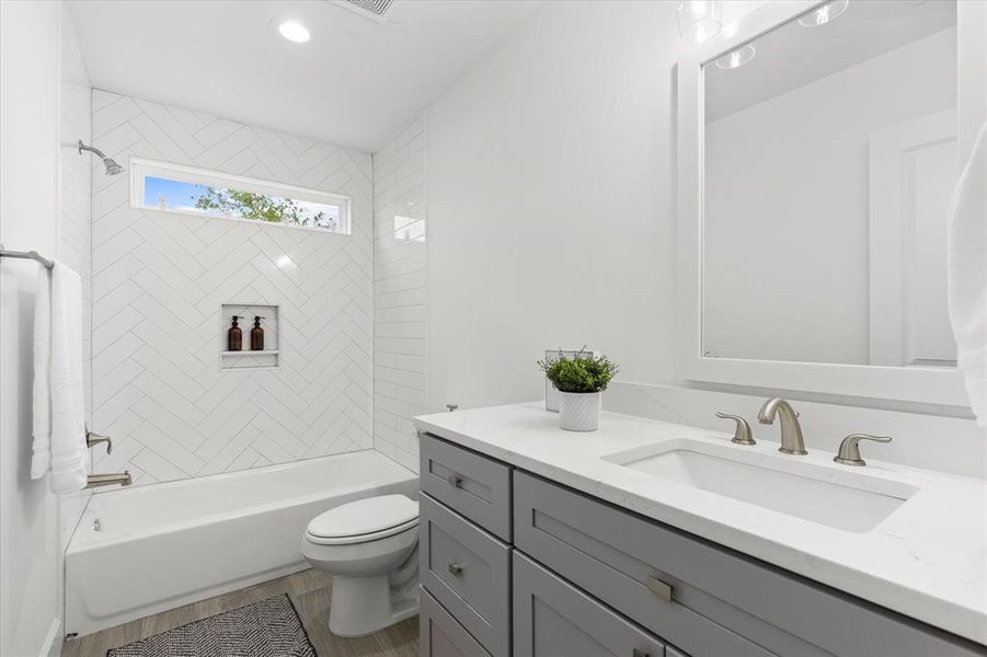 Guest Bath. Photo is from previous home built with similar finishes.