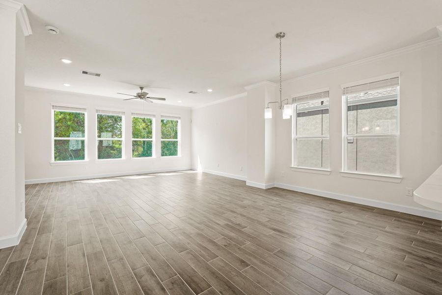 Open dining area and great room Open dining area and great room