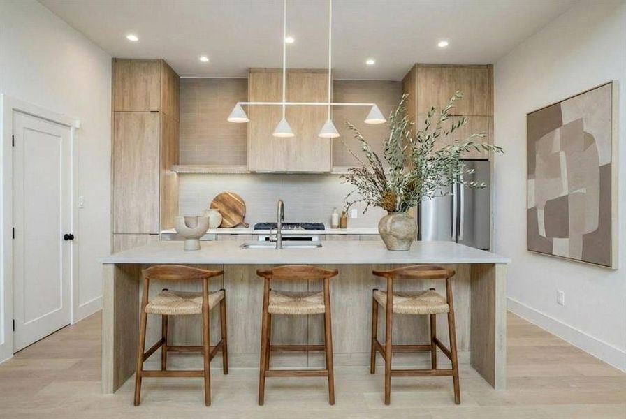 Photos have been virtually staged to show potential furnishings and décor. The property is sold unfurnished, and no furniture conveys.