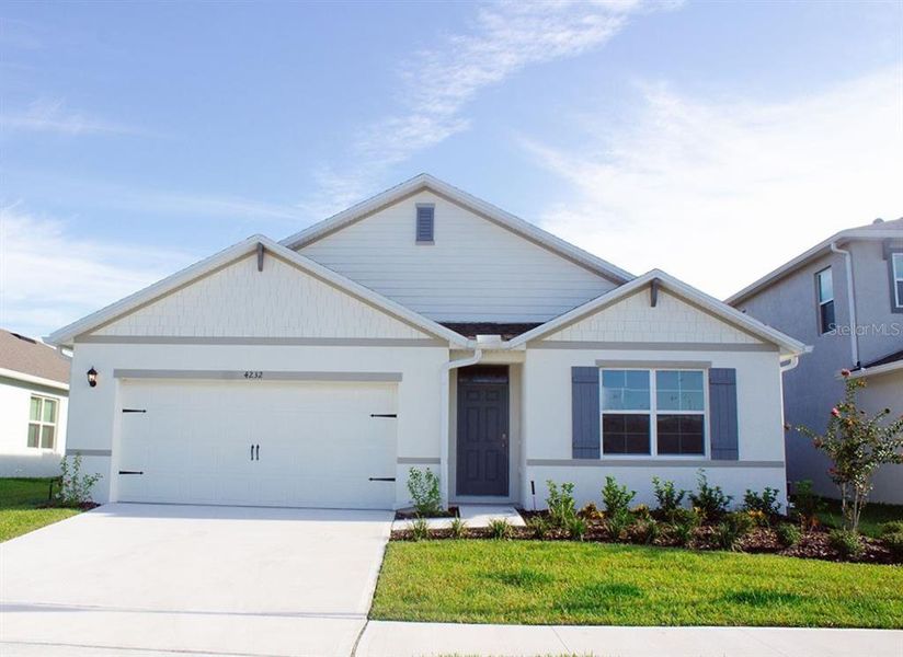 Front exterior of a new home in Preston Cove, St. Cloud, FL, highlighting curb appeal (Image 19).
