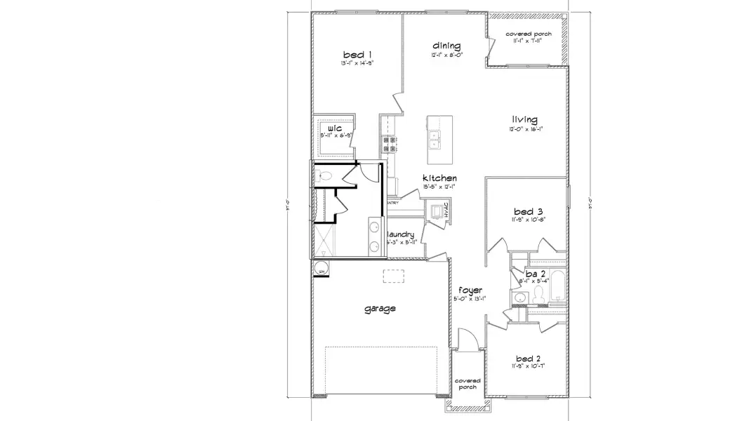 2D floor plan layout of this home in Magnolia at the Bluffs Phase 3, Freeport, FL (Image 3).