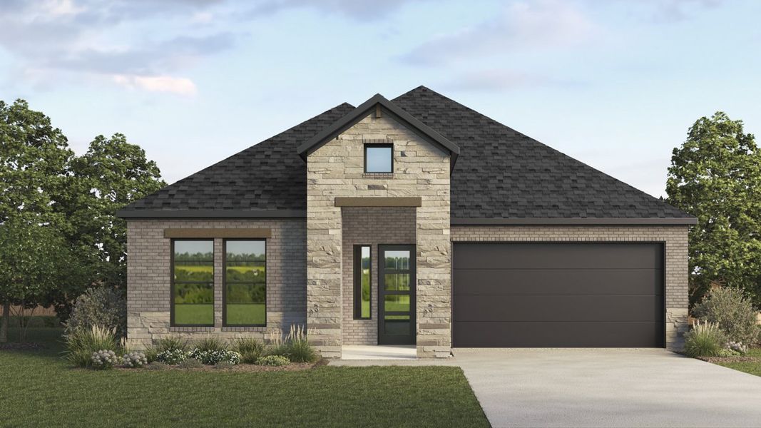 Front exterior of a new home in Clearview Ranch, Royse City, TX, highlighting curb appeal (Image 1). Front exterior of a new home in Clearview Ranch, Royse City, TX, highlighting curb appeal (Image 1).