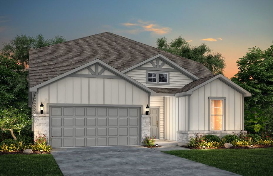 Representative exterior photo of a completed home built from the Gustine by Pulte Homes in Saddleback at Santa Rita Ranch, Liberty Hill, TX (Image 67).