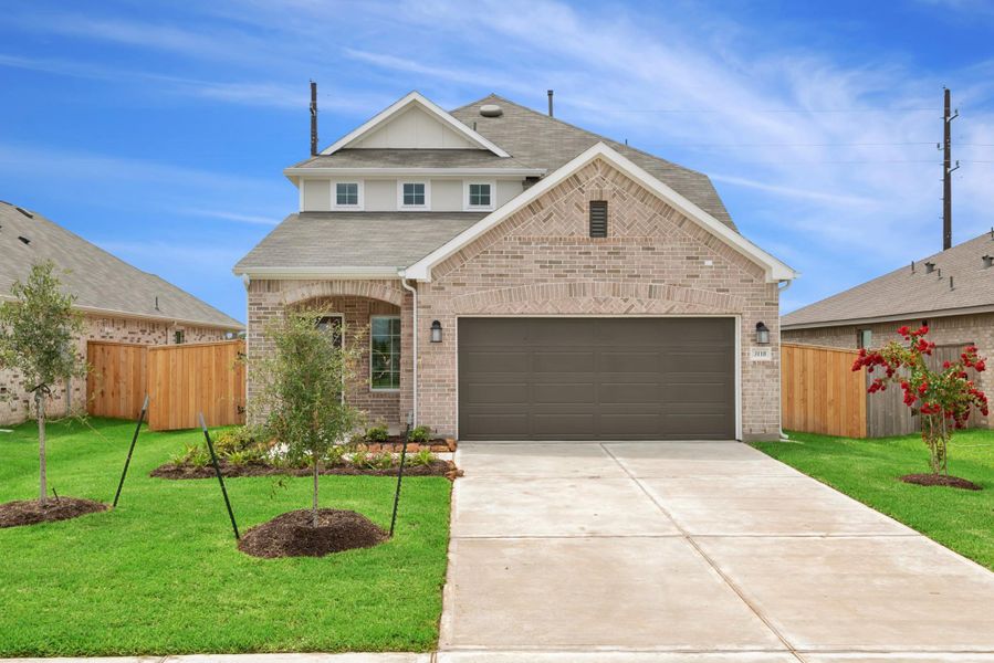 Front exterior of a new home in Miller's Pond, Rosenberg, TX, highlighting curb appeal (Image 17).
