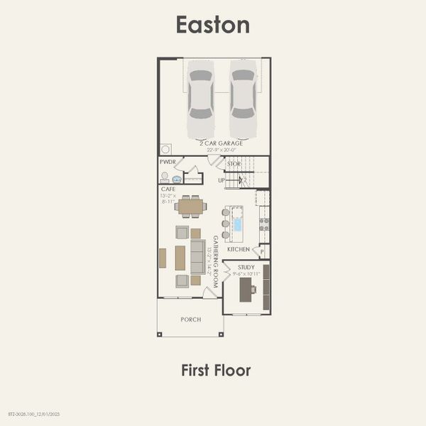 2D floor plan layout of this home in Monarch on Main, Round Rock, TX (Image 2).
