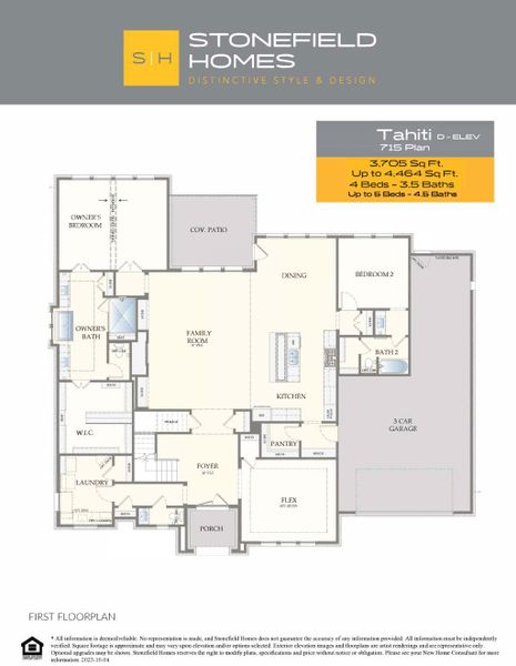 2D floor plan layout for the Tahiti by Stonefield Homes in Heath Golf and Yacht Club, Rockwall, TX (Image 6).
