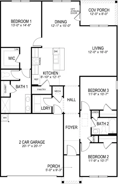 2D floor plan layout of this home in Creekside Ridge, Dandridge, TN (Image 3).