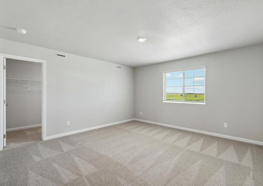 The master bedroom has plenty of space for king-sized furniture.