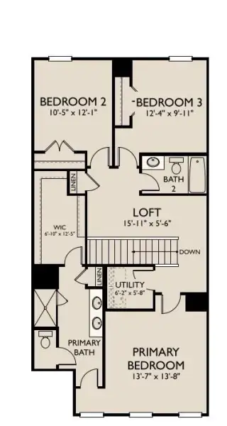 2D floor plan layout of this home in Langston Reserve, Cartersville, GA (Image 4).