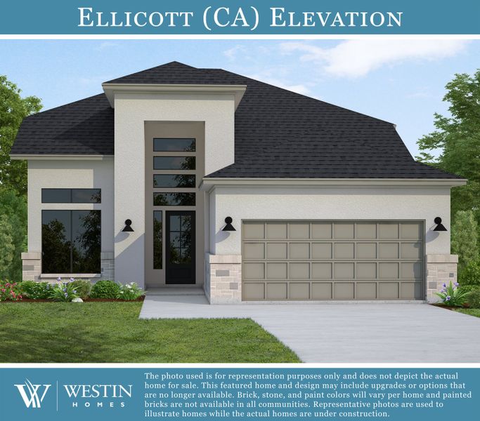 Representative exterior photo of a completed home built from the The Ellicott by Westin Homes in The Colony - 50', Bastrop, TX (Image 2). Representative exterior photo of a completed home built from the The Ellicott by Westin Homes in The Colony - 50', Bastrop, TX (Image 2).