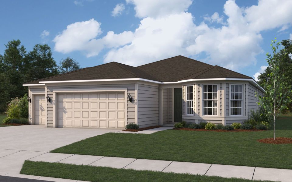 Representative exterior photo of a completed home built from the Mystique Select by Pulte Homes in Terrapin Creek, Jacksonville, FL (Image 19). Representative exterior photo of a completed home built from the Mystique Select by Pulte Homes in Terrapin Creek, Jacksonville, FL (Image 19).