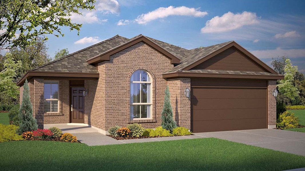 Representative exterior photo of a completed home built from the Meridian by D.R. Horton in Mustang Ridge, Andrews, TX (Image 2).