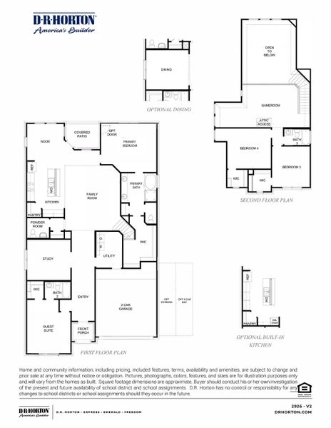 2D floor plan layout for the Rockdale - 2926 by D.R. Horton in Marlow Lake, Texas City, TX (Image 4).