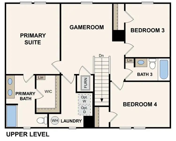 2D floor plan layout of this home in Arrowhead By The Lake, Lizella, GA (Image 3).