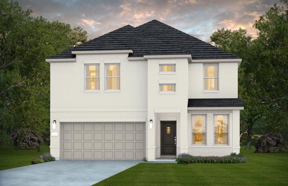 Representative exterior photo of a completed home built from the Hamilton by Pulte Homes in Montgomery Bend, Montgomery, TX (Image 13).