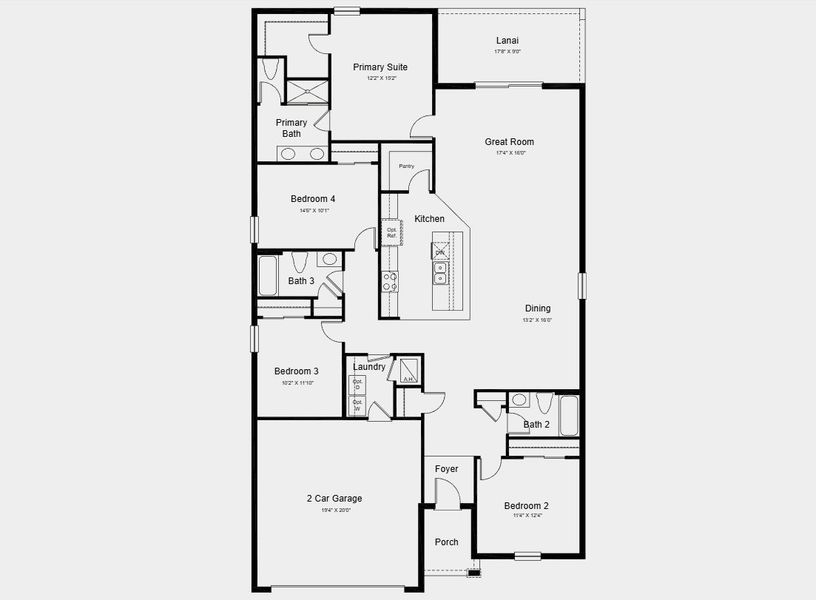 2D floor plan layout for the Magnolia by Taylor Morrison in Waterstone, Groveland, FL (Image 2).