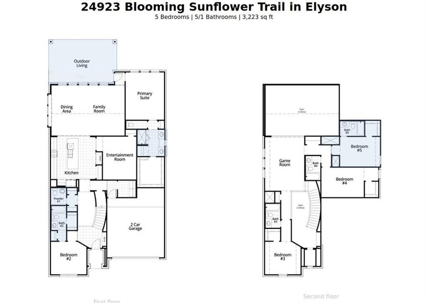 2D floor plan layout of this home in Elyson: 55ft. lots, Katy, TX (Image 4). 2D floor plan layout of this home in Elyson: 55ft. lots, Katy, TX (Image 4).