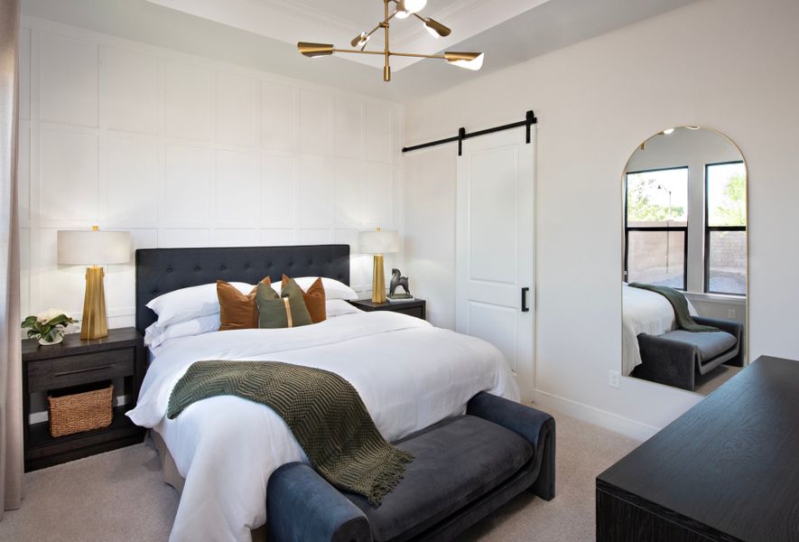 Primary suite with double barn doors Primary suite with double barn doors