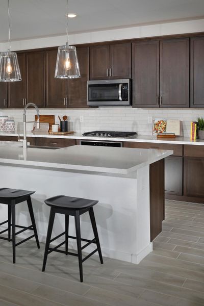 Prep a meal at the large kitchen island.