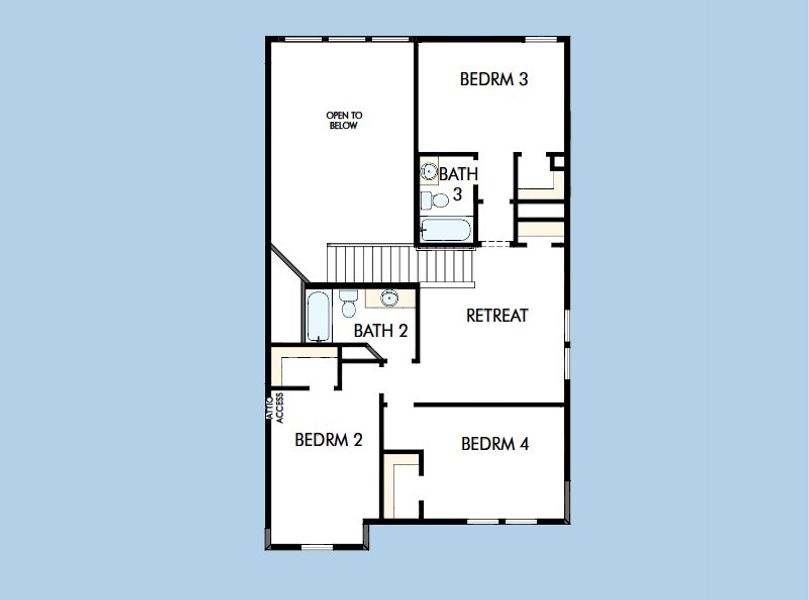 2D floor plan layout for the The Rosemary by David Weekley Homes in Meyer Ranch – Select Reserve Series, Canyon Lake, TX (Image 4). 2D floor plan layout for the The Rosemary by David Weekley Homes in Meyer Ranch – Select Reserve Series, Canyon Lake, TX (Image 4).