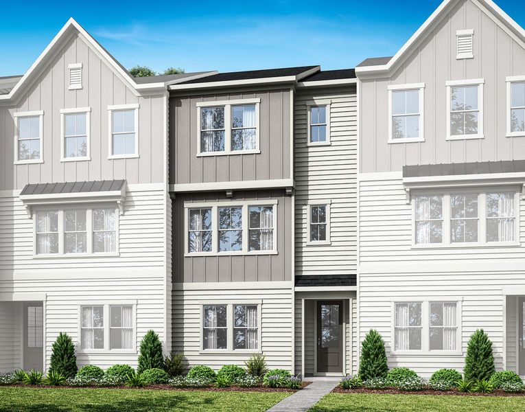 Representative exterior photo of a completed home built from the Holden by Tri Pointe Homes in Twinleaf Townes, Chapel Hill, NC (Image 21).