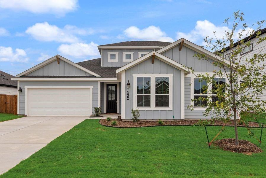 Front exterior of a new home in Creekside of Crowley, Crowley, TX, highlighting curb appeal (Image 22).