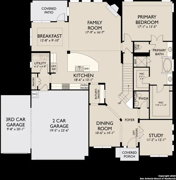2D floor plan layout of this home in Megan's Landing 70's, Castroville, TX (Image 4).